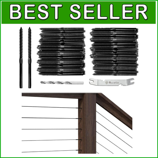Durable 120 Pack 1/8" Railing Kit - Minimalist Black Aesthetic for Any Space
