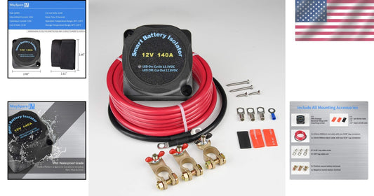 12V Dual Battery Isolator Kit with 140A Voltage Sensitive Relay – All-in-One