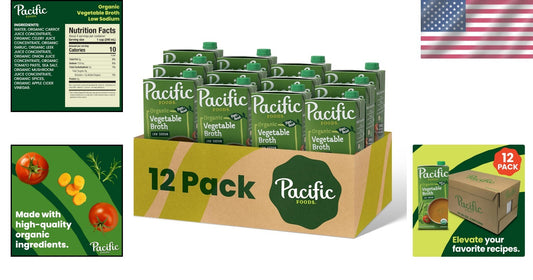 32 oz Organic Vegetable Broth Case of 12, Plant-Based & Gluten-Free Goodness
