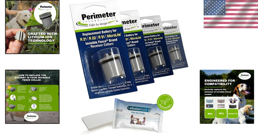 Waterproof Invisible Fence Battery Replacement for Dogs - Includes Pet Towels