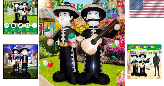 Festive 6FT Inflatable Mariachi with LED Lights - Indoor/Outdoor Party Must-Have