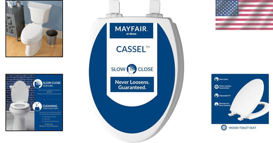 Elegant White Elongated Toilet Seat with Slow Close & Adjustable Fit - USA Made