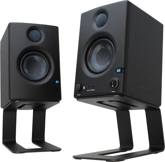 Compact Black Speaker Stands - 5-Degree Tilt for Enhanced Audio Experience