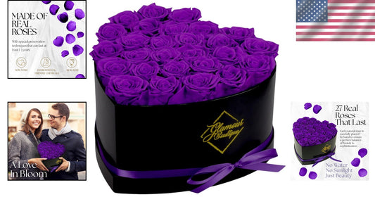 Charming 27 Flower Heart Box - Luxurious Preserved Roses Gift for Loved Ones