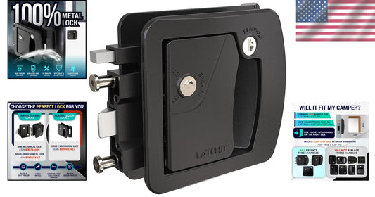 Powder Coated RV Door Lock Set - Perfect for Class C 3.50" x 4.50" Openings