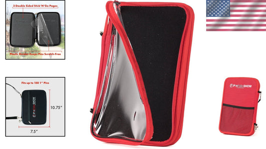 Trendy Black & Red Pin Storage Bag - Organize Up to 150 Enamel Pins Effortlessly