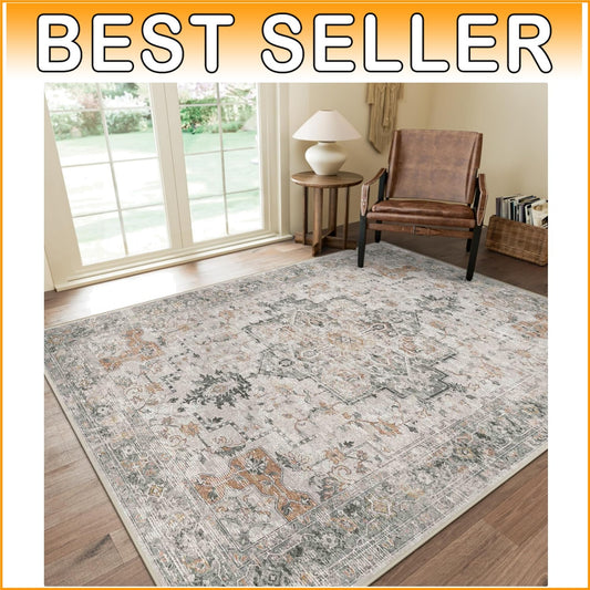 Elegant 8x10 Area Rug - Non-Slip, Stain Resistant, Machine Washable for Home Use