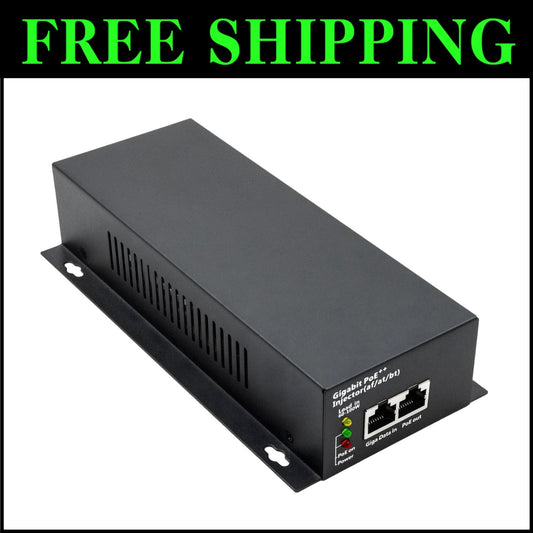 Efficient 90W PoE++ Injector Adapter - 10/100/1000Mbps High-Speed Connectivity