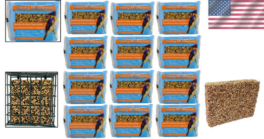 Songbird Treats: Sunny Mealworm Seed Bars - 12 Pack of 7 oz, Attracts Wild Birds
