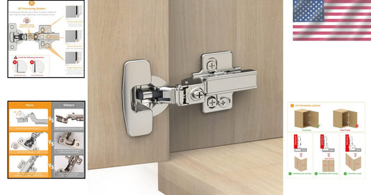Durable Euro-Style Soft Close Cabinet Hinges - 50 Pack with Easy Installation