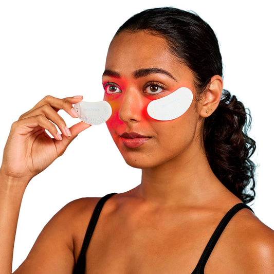 Compact LED Eye Patches with Hydrocolloids - Reduce Wrinkles & Brighten Skin