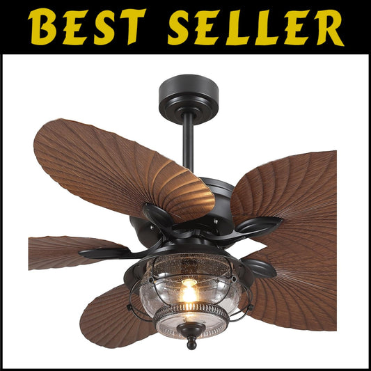 Remote Control 52 Inch Tropical Ceiling Fan with LED Light for Indoor/Outdoor