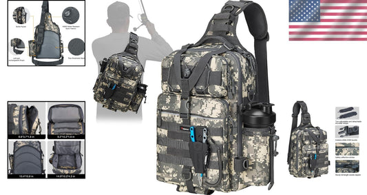 Water-Resistant Fishing Tackle Bag with Adjustable Strap - Outdoor Sling Pack