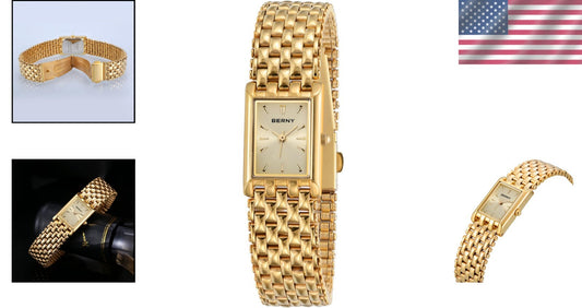 Elegant Adjustable Gold Plated Watch for Women with Quartz Movement and Tools