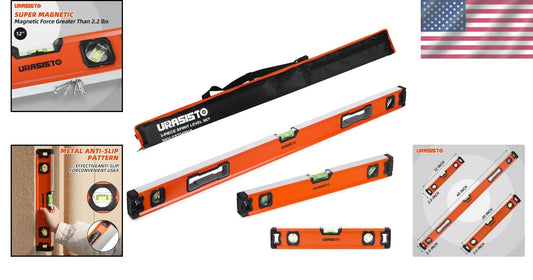 Durable Aluminum Spirit Level Set 12", 20", 40" - High Accuracy with Carry Bag