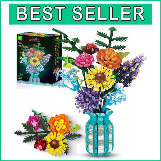 1853pcs Building Blocks Flower Bouquet Set with Adjustable Vase - Perfect Gift