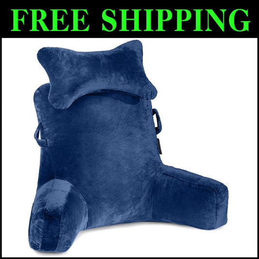 Extra Large 31'' Reading Pillow - Deluxe Backrest with Neck Roll & Arm Support