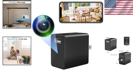Discreet 1080P Wi-Fi Camera Charger - Motion Detection & 140-Degree Wide Angle