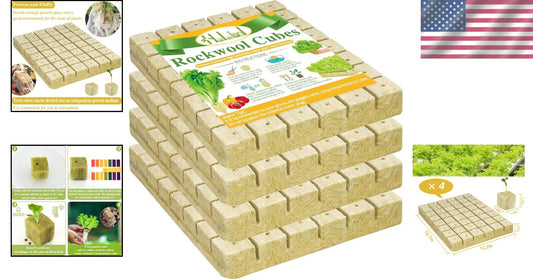 Effortless Seed Germination: 4 Sheets of Light Yellow Rockwool Cubes - 192 Total