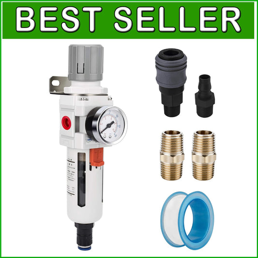 Auto Drain Air Filter/Regulator Combo with 5 Micron Filter & Metal Bracket