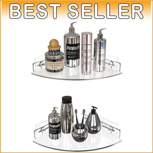 Functional Space-Saving Corner Shelves Set - No-Drill Adhesive Shower Organizer