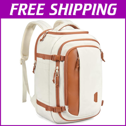 Ergonomic Carry-On Backpack - 30L with Stylish Leather Accents, Water-Resistant