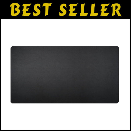 Non-Slip Black Leather Desk Blotter Pad 34'x17' - Protect and Enhance Workspace