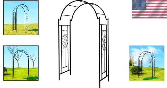 Intricate Black Archway Trellis for Climbing Plants - Weather-Resistant
