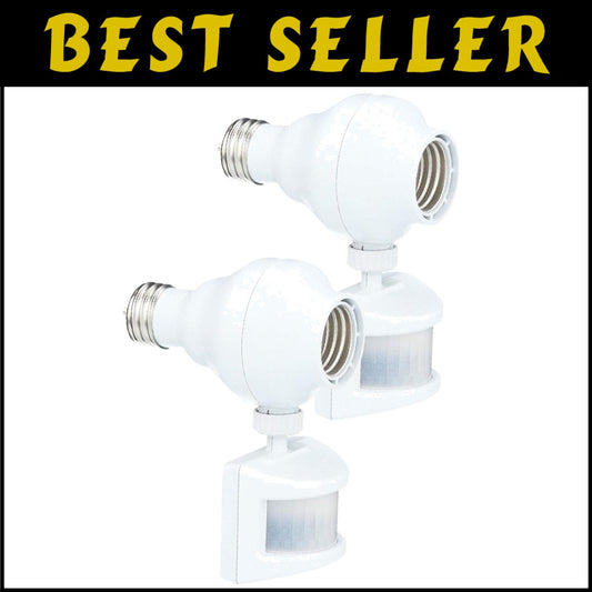 Automated Outdoor Motion Sensor Light Socket - Easy Screw-In Setup, 2 Pack