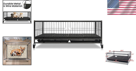 Portable Dog Whelping Box with Lockable Wheels - Ideal for Small & Medium Breeds