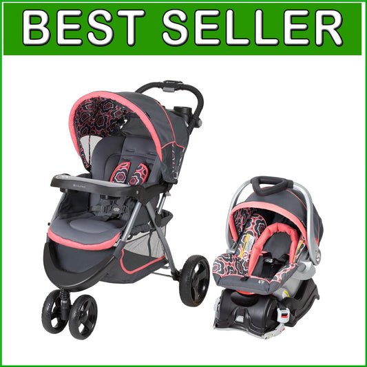 EZ Flex-Loc Coral Floral Travel System: Stroller & Car Seat Combo for Newborns