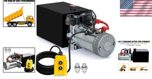 Powerful 12V Dump Trailer Hydraulic Pump with 8 Quart Capacity & Remote Control