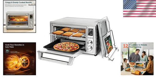 Elegant 12-in-1 Air Fryer Toaster Oven with Rotisserie – 134 Recipes Included