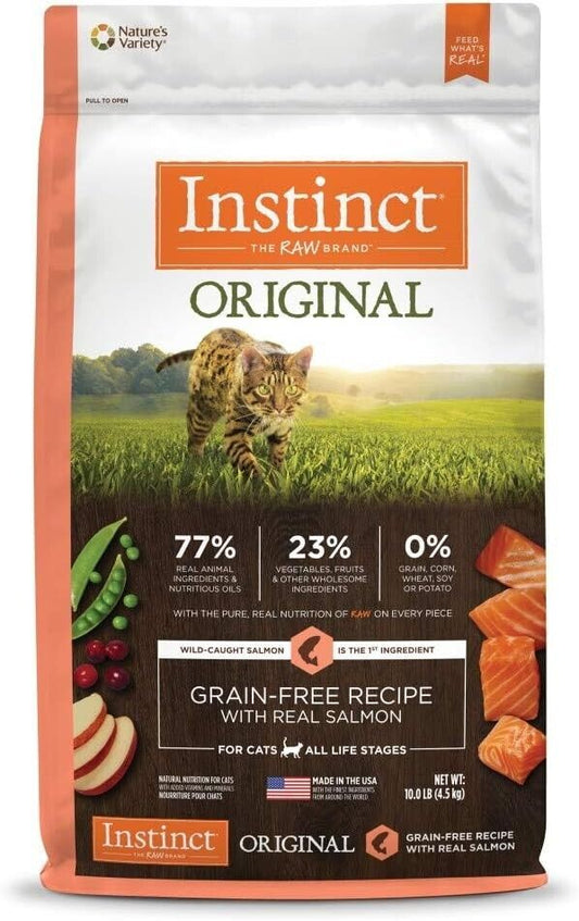 10 lb Salmon Kibble - Natural Grain-Free Dry Food for All Cats, High Protein