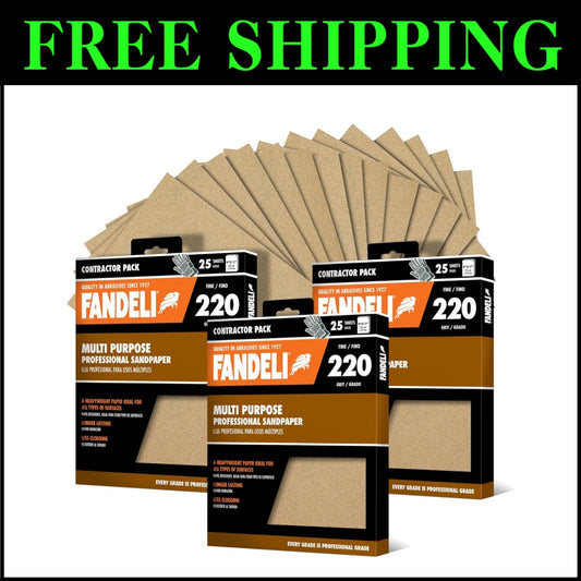75 Sheets of 9'' x 11'' 220 Grit Sandpaper - Ideal for Hand and Orbital Sanding