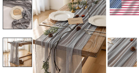 6pcs Rustic Cheesecloth Table Runners - 120” Dusty Blue for Weddings & Parties