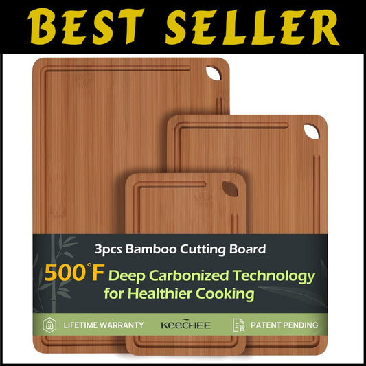 Rectangular Bamboo Chopping Board Set - Perfect for Meat, Veggies & Charcuterie