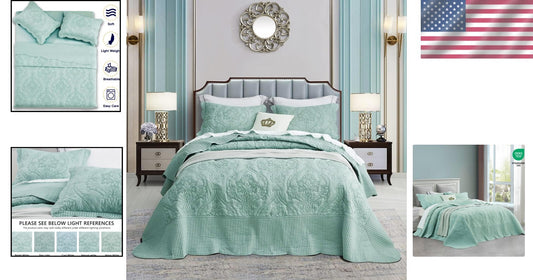 Elegant Lightweight King Bedspread Set with 4 Pieces - Stunning Paisley Design