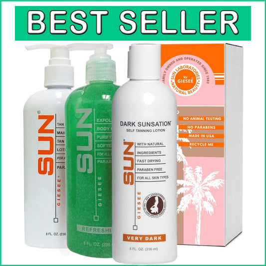 Complete Sunless Tanning Kit: Lotion, Extender & Exfoliator - All Skin Types