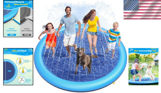 Large 86in Dog Pool Splash Pad - Adjustable Height and Dog-Friendly Design