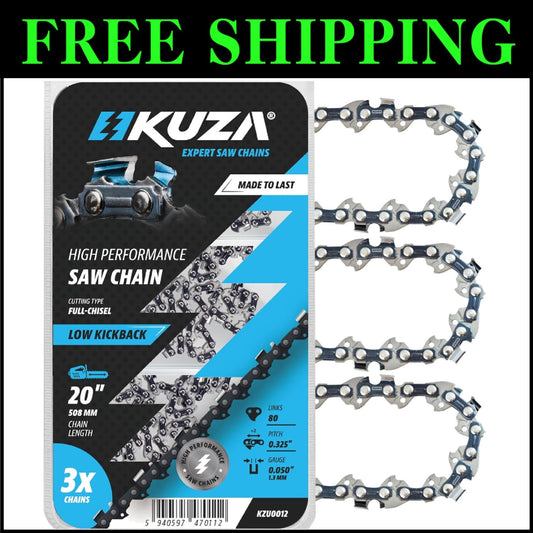 Effortless Cutting 20 Inch Chainsaw Chain - 0.325" Pitch, Low Kickback Design