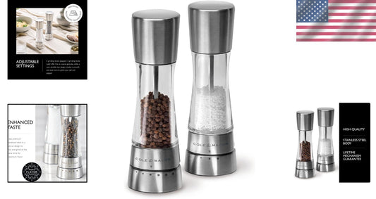 Chic Stainless Steel and Acrylic Spice Mills - Elevate Your Culinary Experience