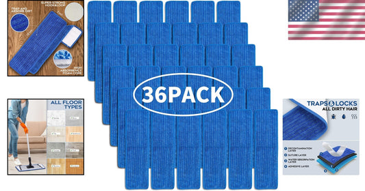 36-Pack Machine Washable Microfiber Mop Replacement Pads for Ultimate Cleaning