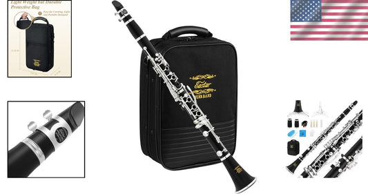 Upgraded B Flat Clarinet for Intermediate Players - Silver-Plated with Hard Case