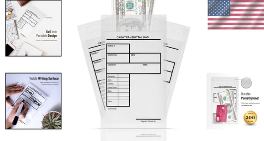 Secure Tamperproof Cash Bags - 6x9 Inch Self-Adhesive Envelopes, 500 Per Pack