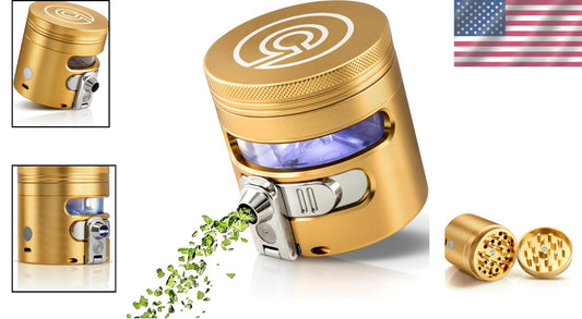 Premium Gold Aluminum Manual Grinder with Vibrational Dispenser - Effortless Use