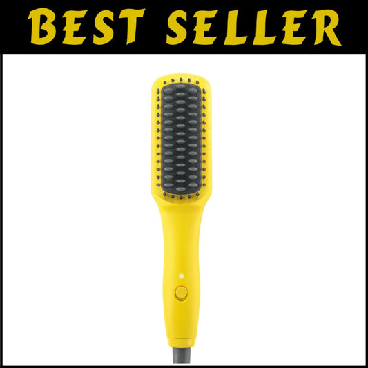 Versatile Mini Straightening Paddle Brush - Yellow Corded Electric Hair Tool