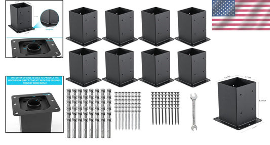 Versatile 4x4 Post Base Brackets - Complete Kit with Fixing Hardware Included