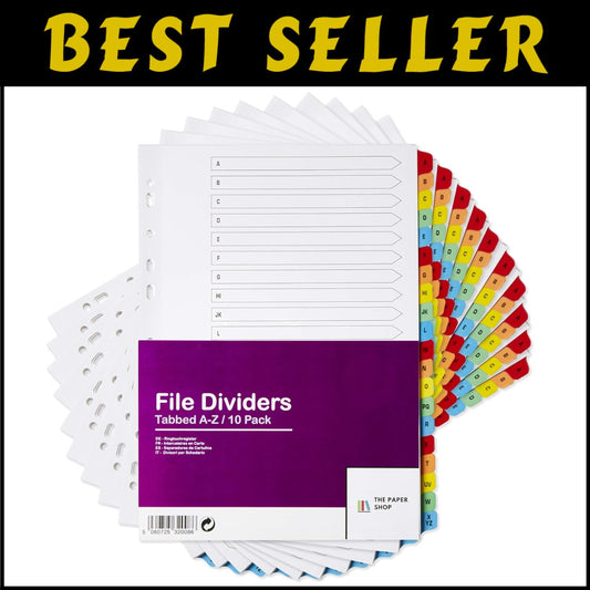10-Pack A4 Alphabetical File Dividers A-Z for Efficient Binder Organization