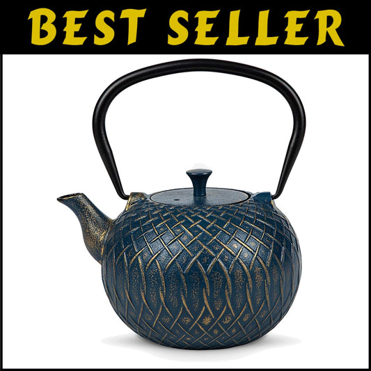 34 Oz Japanese Cast Iron Tea Kettle - Stovetop Safe with Stainless Steel Infuser